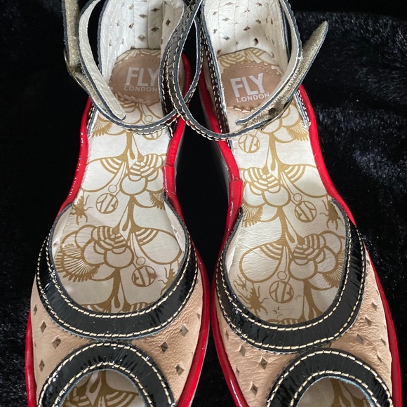 Fly London Red and Tan Wedges - Picture 4 of 5